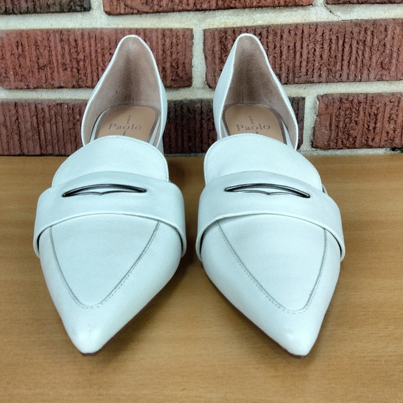 Linea Paolo Cache D'Orsay Block Heel Pumps in Ivory Leather Sz. 9 - Picture 3 of 10